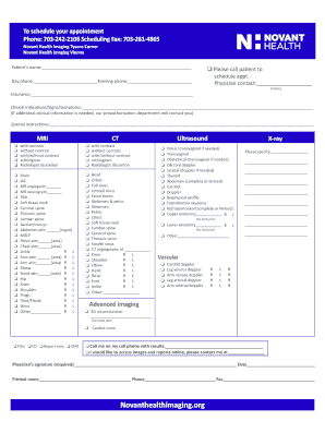 Novant Health Imaging Tysons Corner - Fill and Sign Printable Template