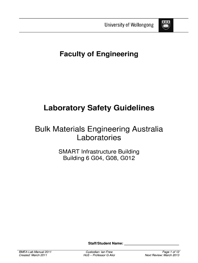 Fillable Online Laboratory Safety Guidelines Bulk Materials Engineering