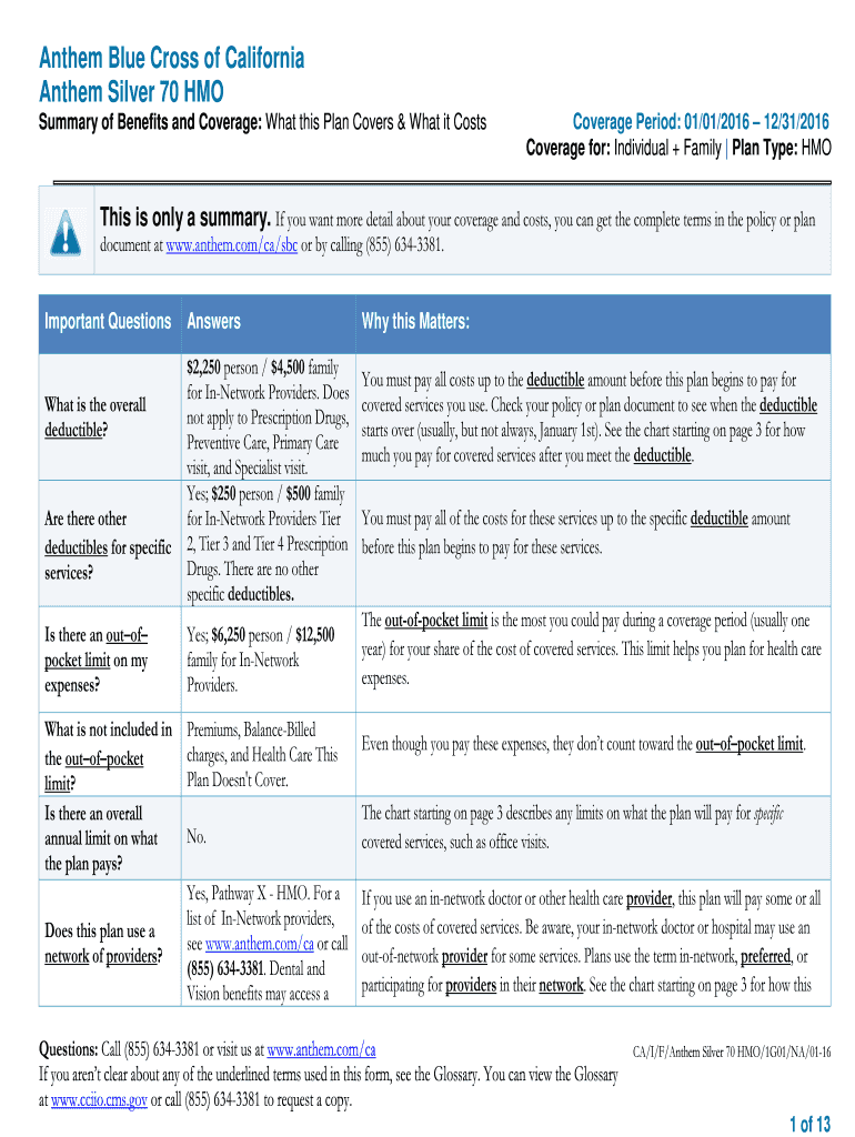 Fillable Online Anthem Silver 70 HMO Fax Email Print pdfFiller