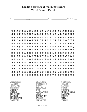 Leading Figures Of The Renaissance Word Search Puzzle Answer Key - Fill