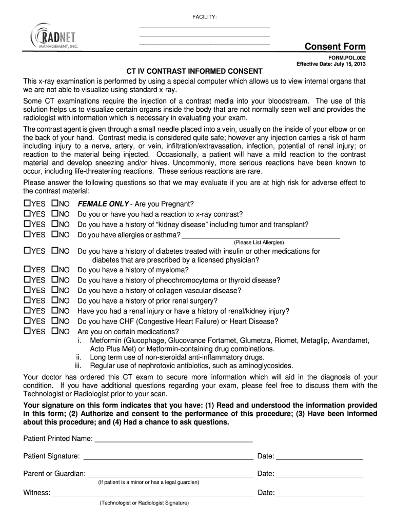 Iv Contrast Consent Form Fill Online, Printable, Fillable, Blank