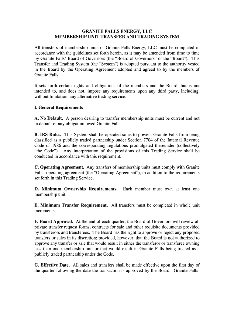 Fillable Online GRANITE FALLS ENERGY, LLC Fax Email Print pdfFiller
