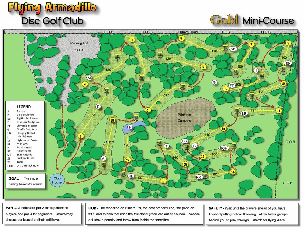 Flying Armadillo Disc Golf Club Gold Mini Course Professional Disc