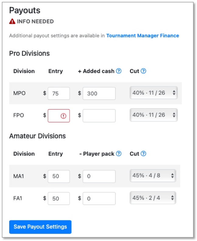 PDGA Tournament Central Help Setup Professional Disc Golf Association