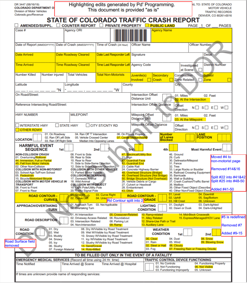 Colorado Form Changes at a glance Pd' Programming, Inc.
