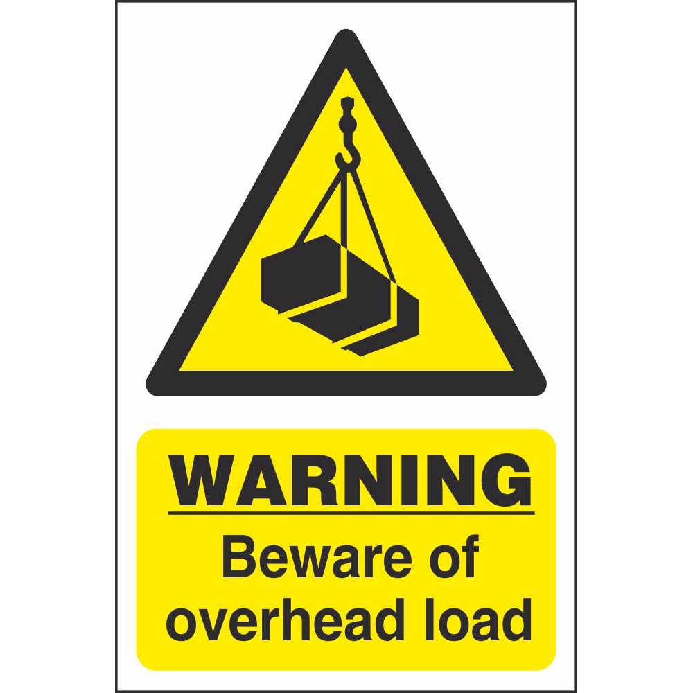 Warning Beware Of Overhead Load Hazard Construction Safety Signs