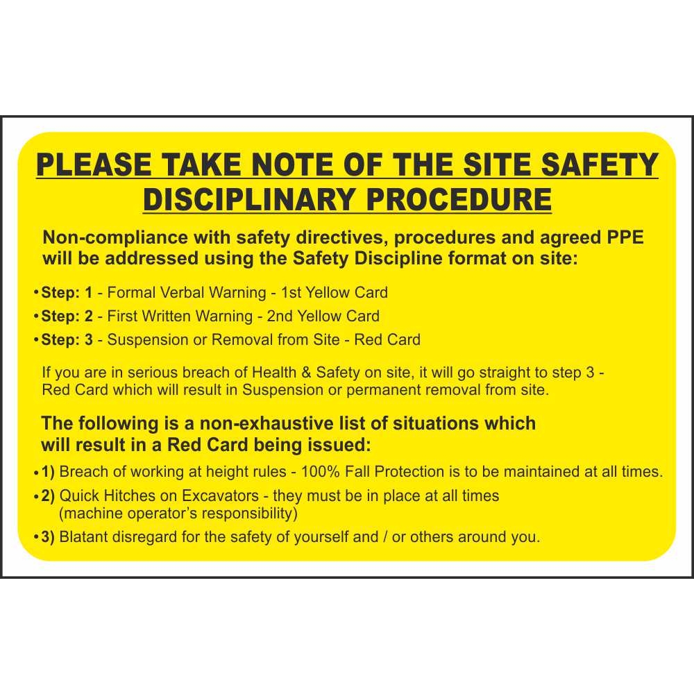 Take Note Of The Site Safety Disciplinary Procedure Site Notice Signs