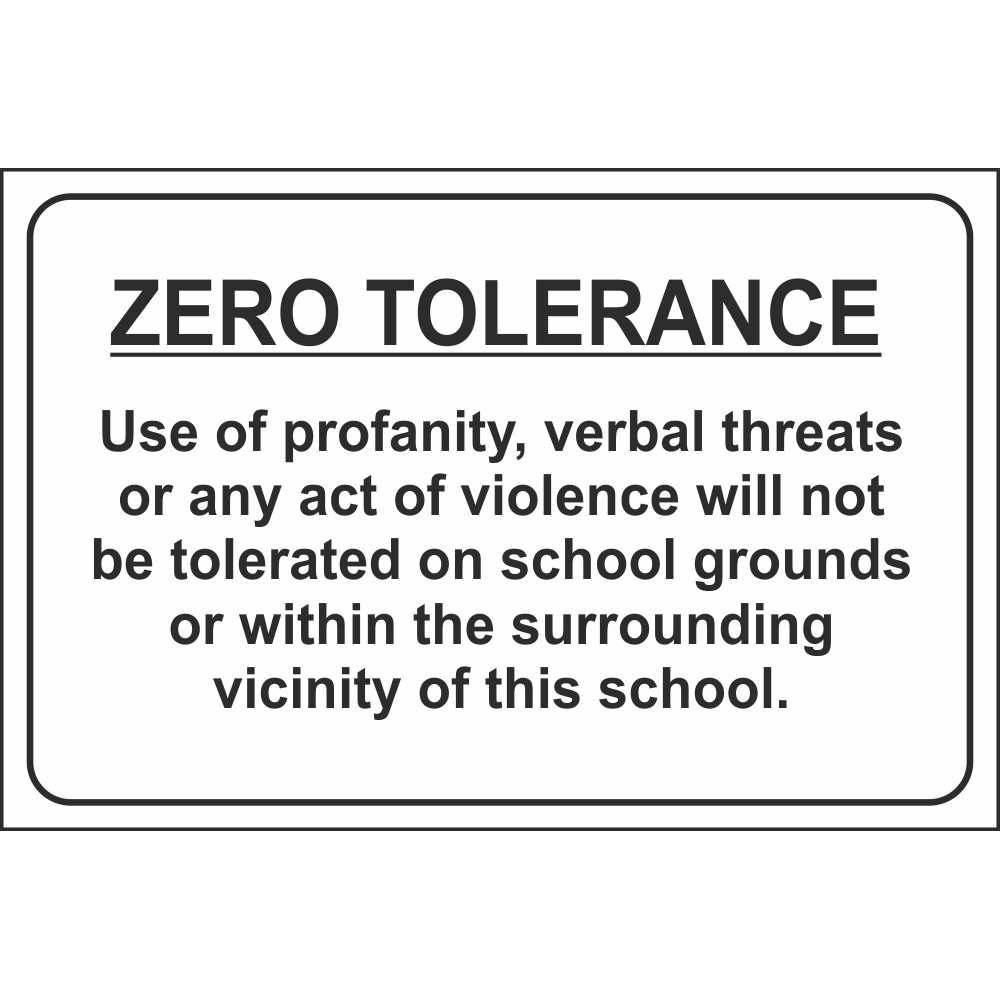 Zero Tolerance School Signs Child Safety Notice Signs Ireland
