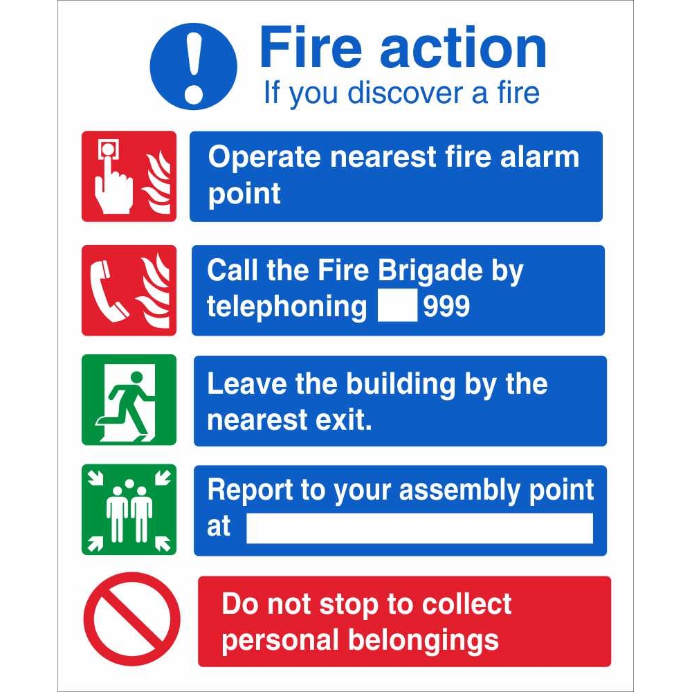 Fire Action If You Discover A Fire Sign Fire Action Safety Signs