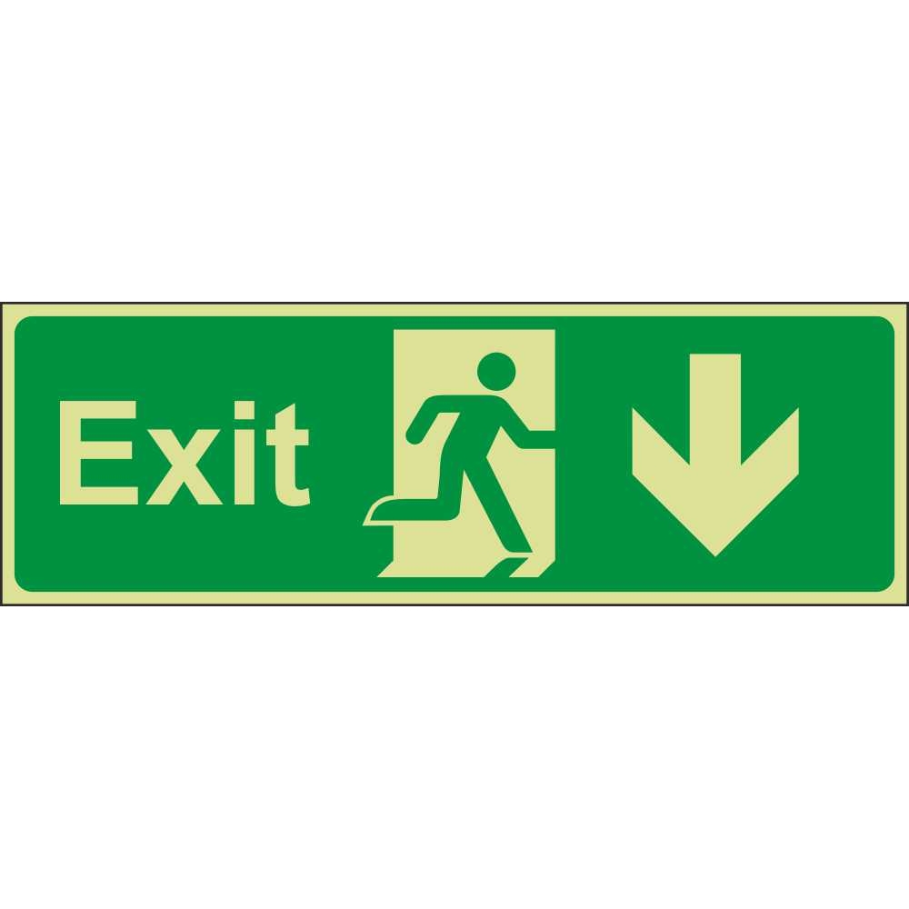 Arrow Down Exit Signs Photoluminescent Escape Fire Safety Signs