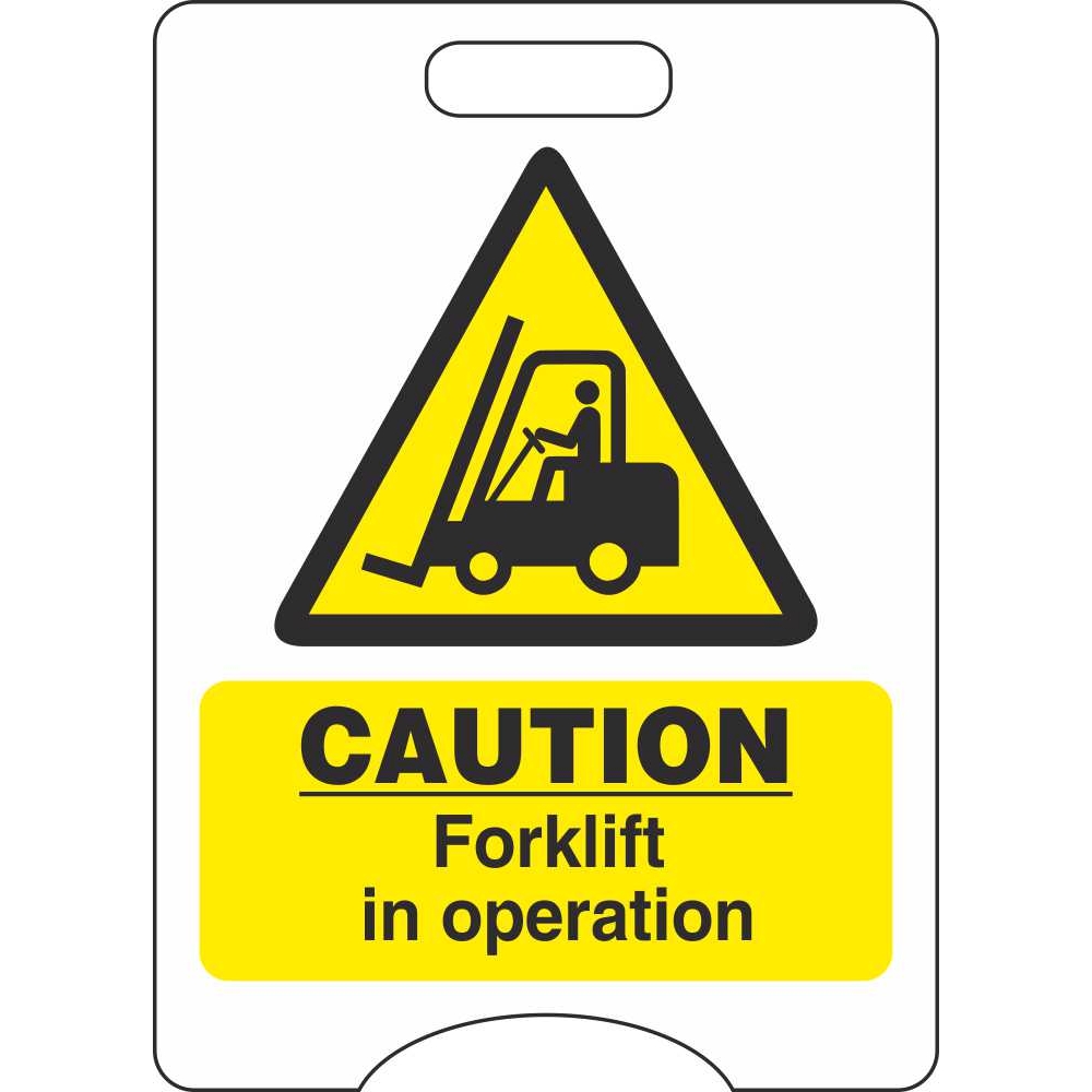 Caution Forklift In Operation Free Standing Hazard Safety Signs