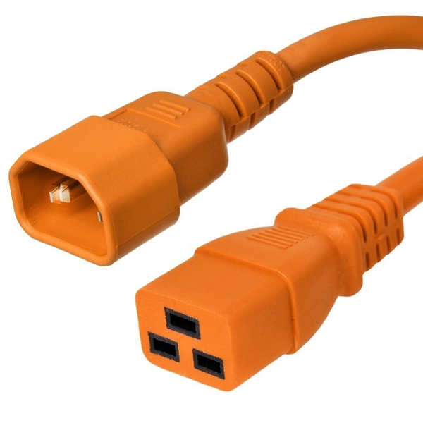C14 to C19 Power Cords, Orange, 15A, 250V, 14/3 SJT – PDU Whips