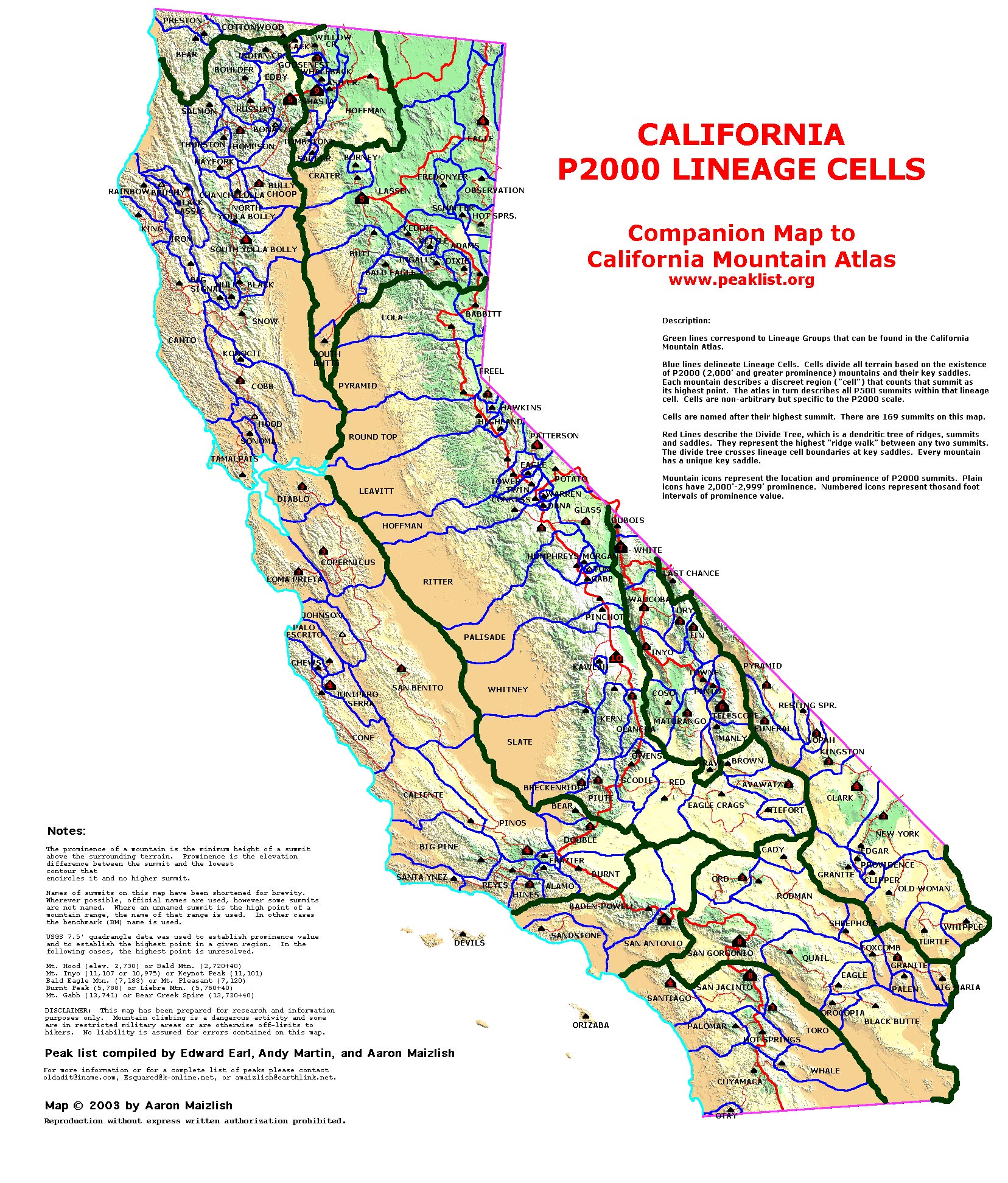 California Mountain Ranges Map Map Of The World
