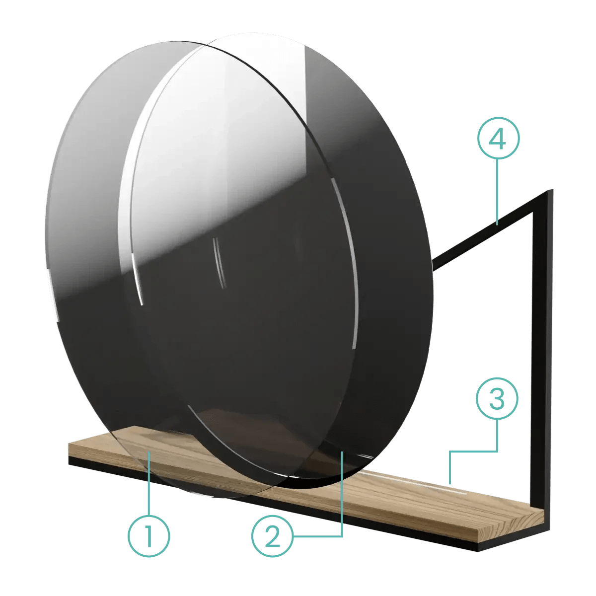 50x50cm Echo Bathroom Mirror Black Finish Pebble Grey Pebble Grey