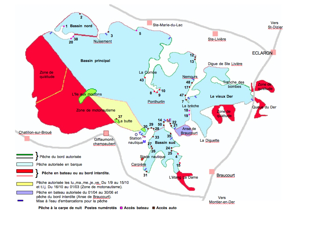 Zones et navigation Pêche au lac du Der