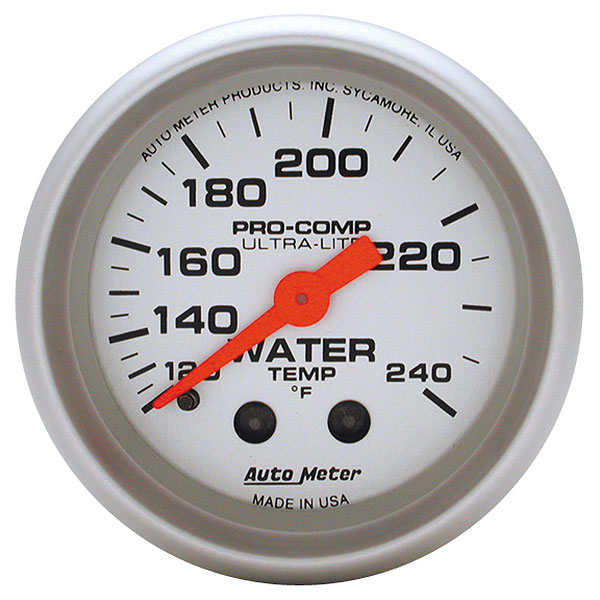 Ultra Lite 2" Water Temp Gauge, 120 240 F, 12 ft