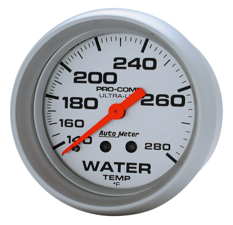 Ultra Lite 2 5/8" Water Temp Gauge, 140280 F, 6ft