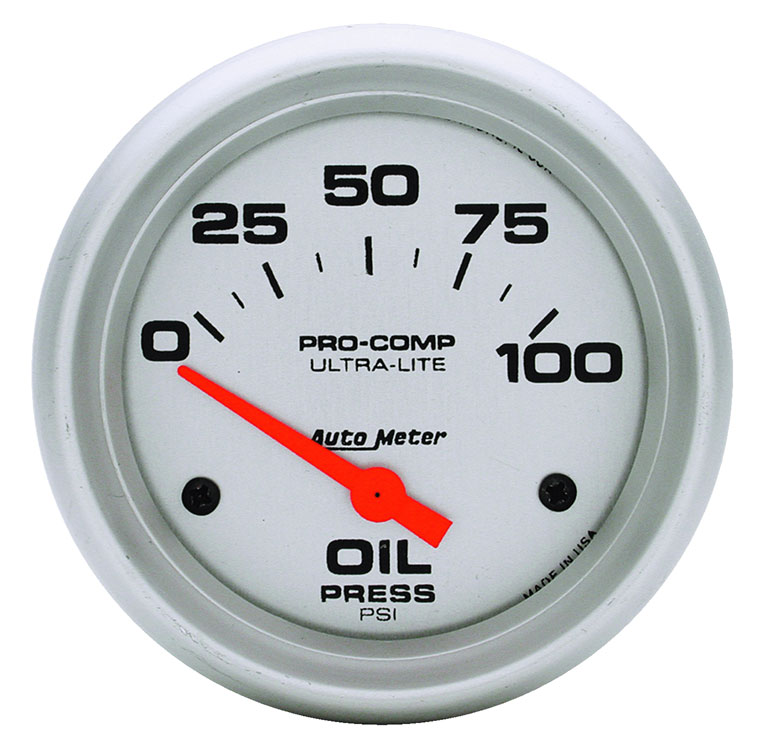 Ultra Lite 2 5/8" Oil Pressure Gauge, 100psi, Electric Pegasus Auto