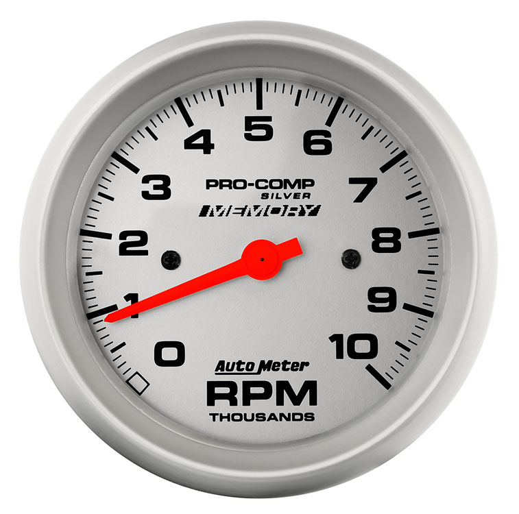 Pro Comp Silver 3.75 inch Electric Tach, 10k RPM w/ Telltale Pegasus