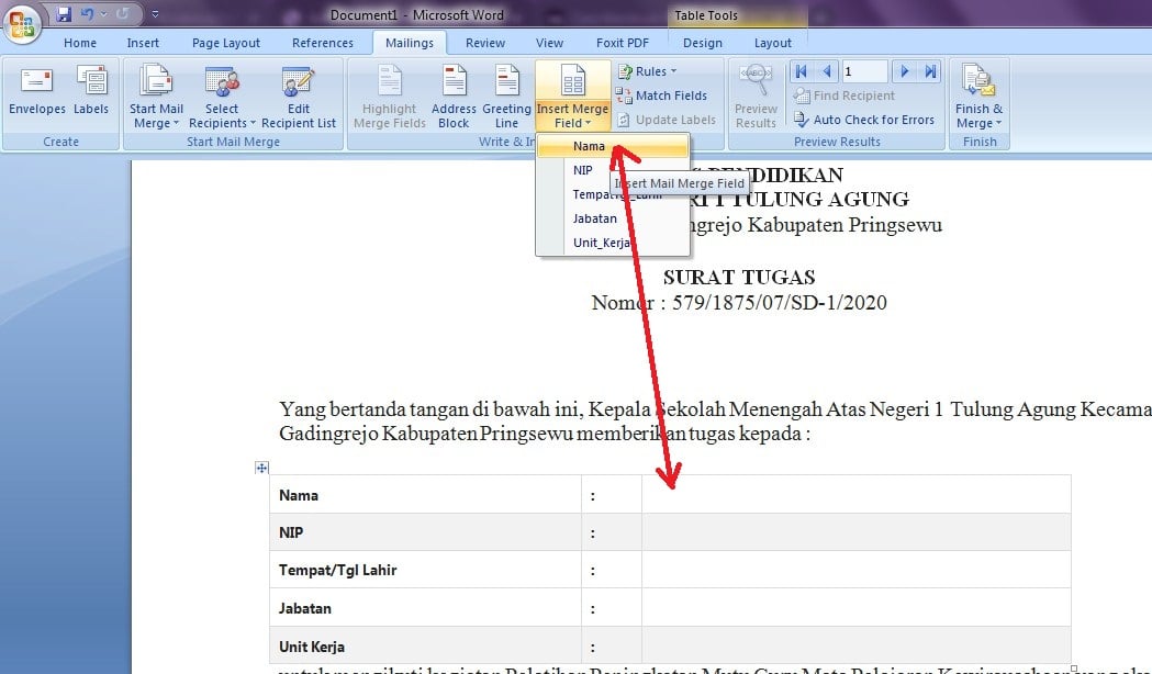Cara Membuat Mail Merge di Ms.Word dengan Data di Ms.Excel MUDAH