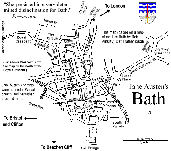 Important Places in Pride and Prejudice and Jane Austen's Life Map