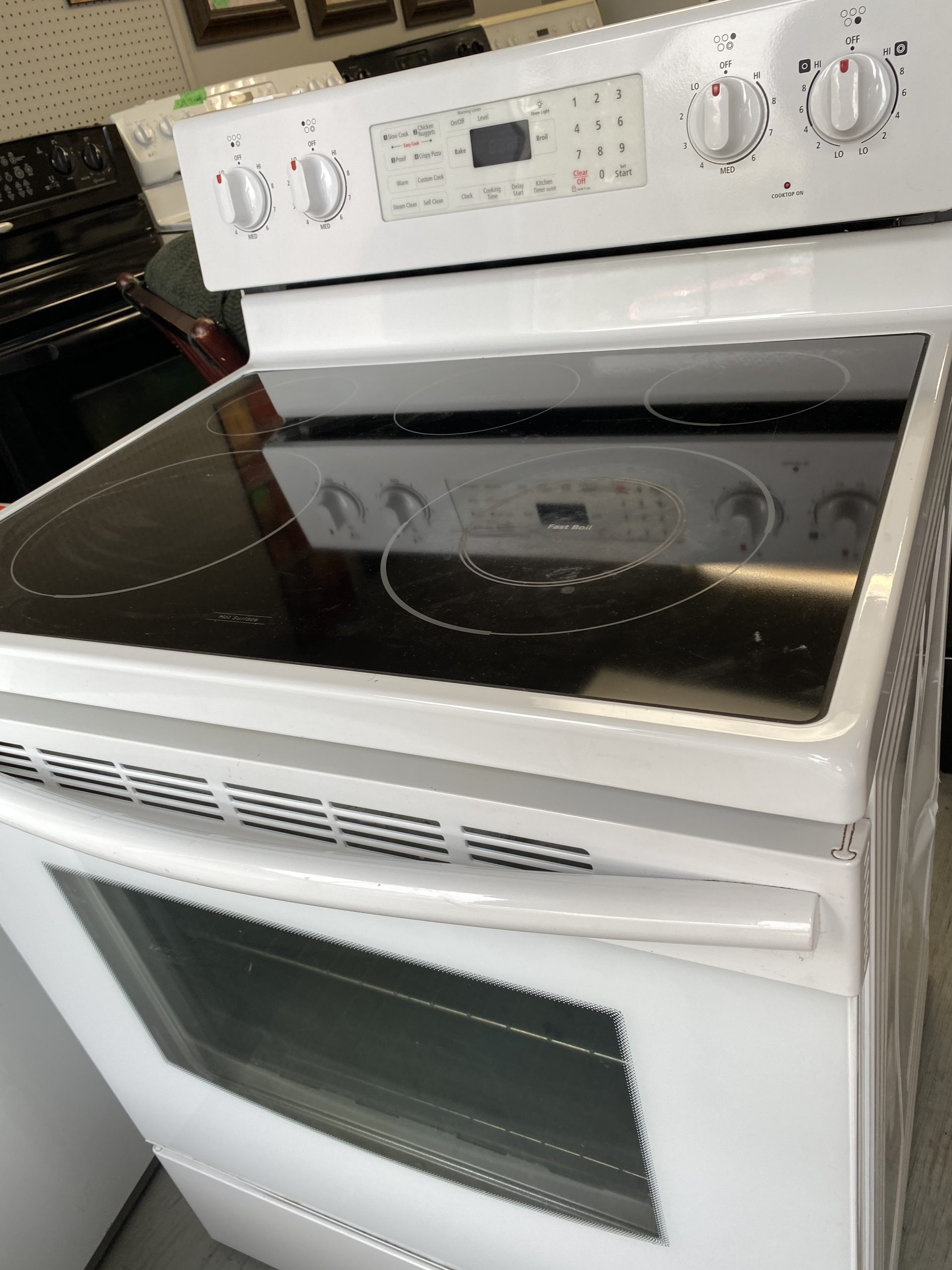 Samsung 30” White Glass Top Convection Self Clean Kitchen Stove
