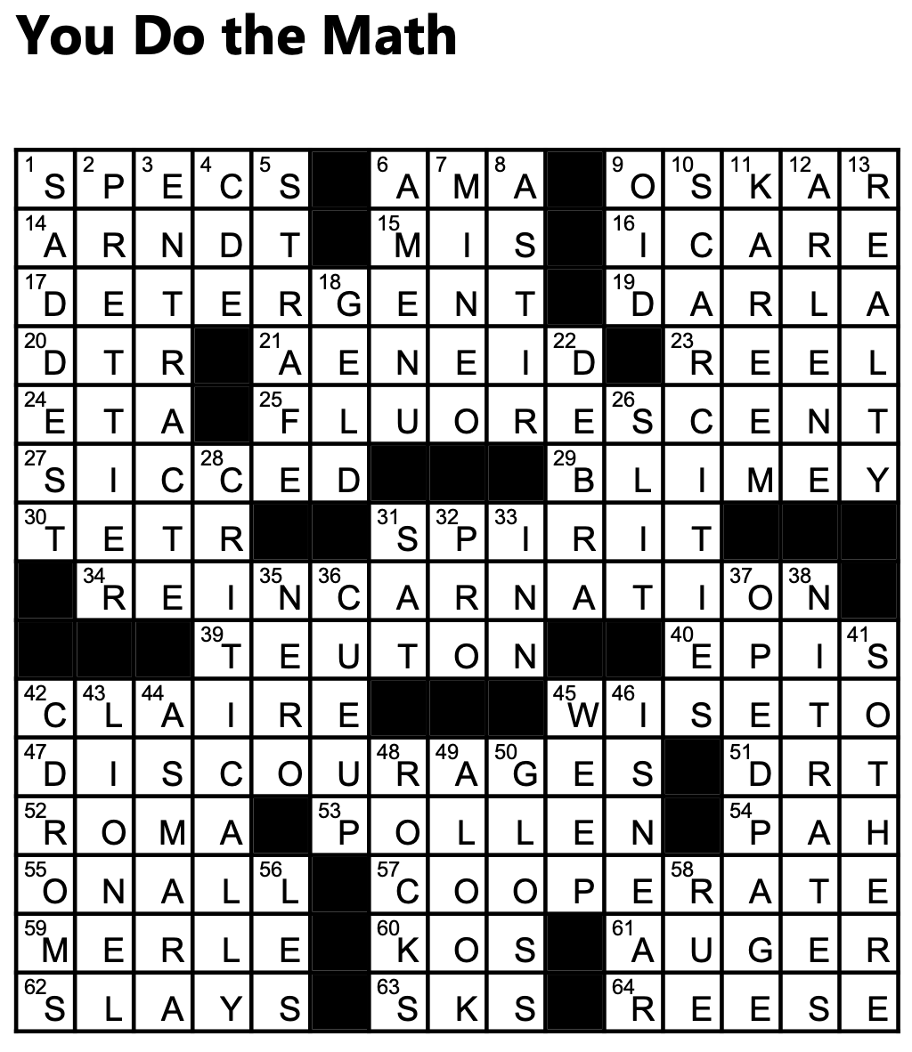 “You Do the Math” | Crossword Solution | Pennywise | Classified Ads