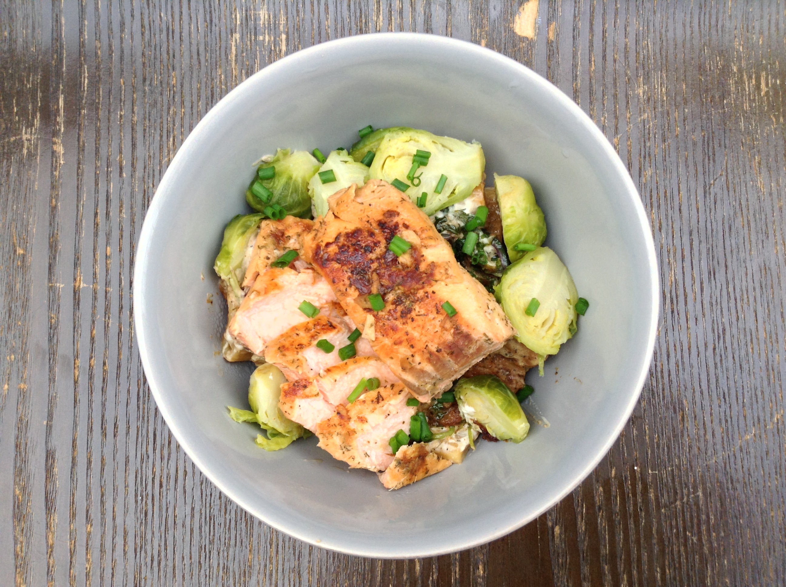 Salmon and Brussels Sprouts salad Peppermint4Tea