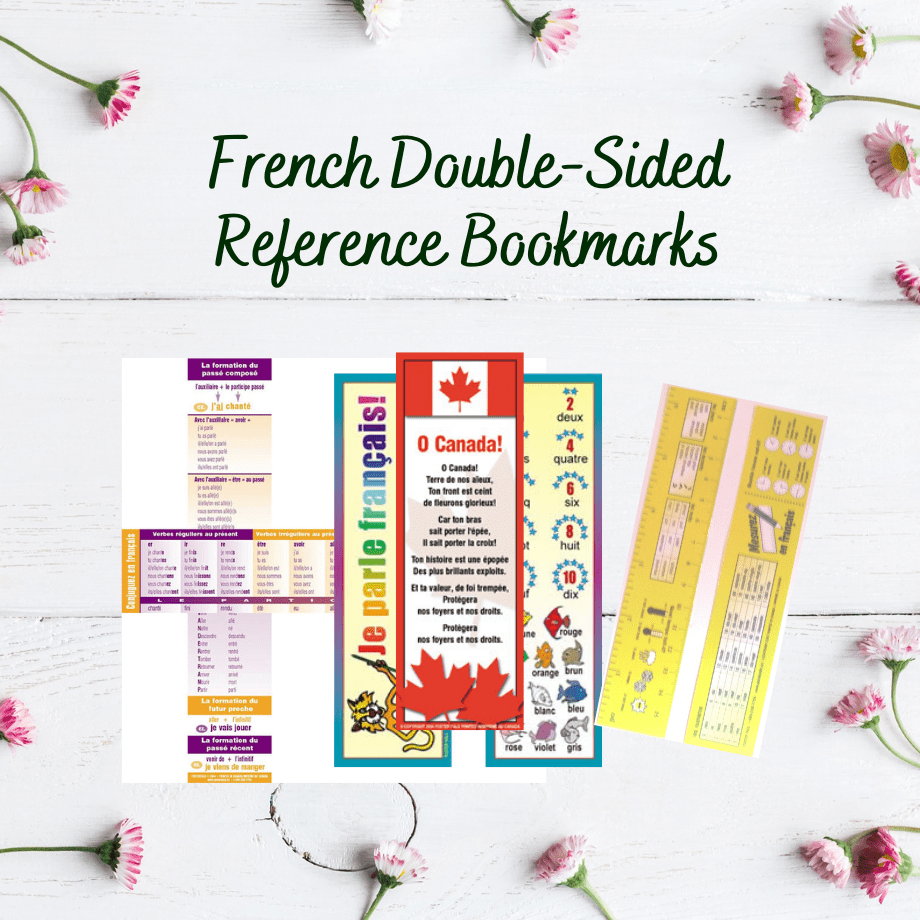 French Doublesided Reference Bookmarks • Peppermint Stick Learning