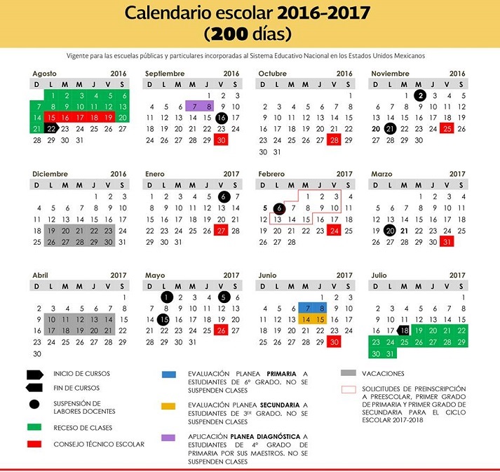 Calendario escolar 2016 2017