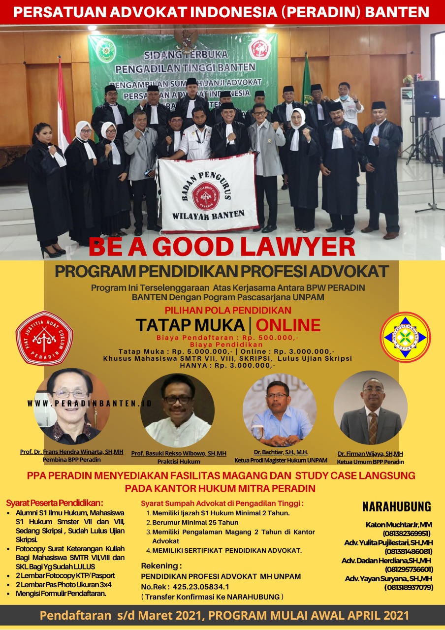 Pendidikan Profesi Advokat – PERADIN BANTEN