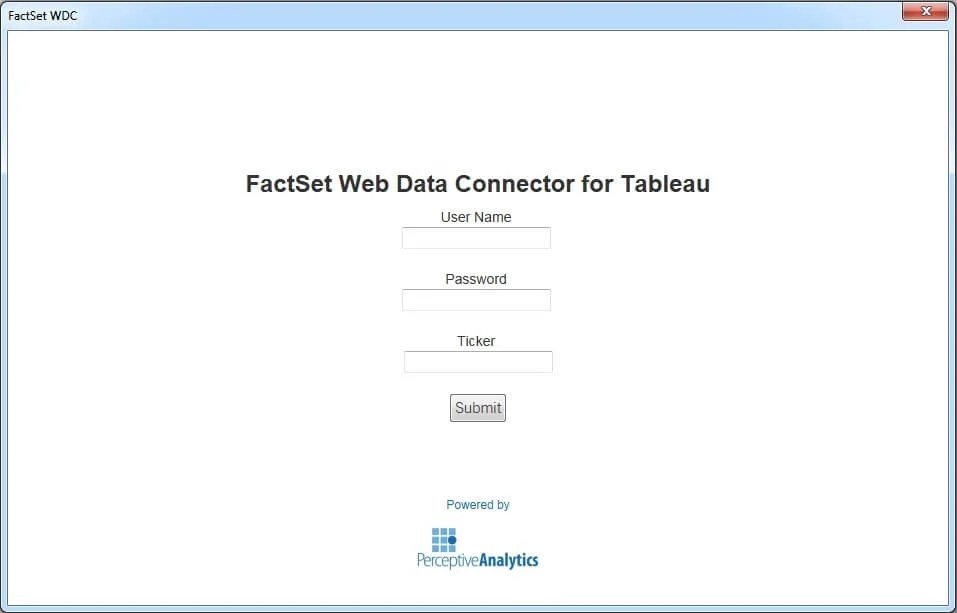 Tableau  Data Connector for FACTSET Perceptive Analytics