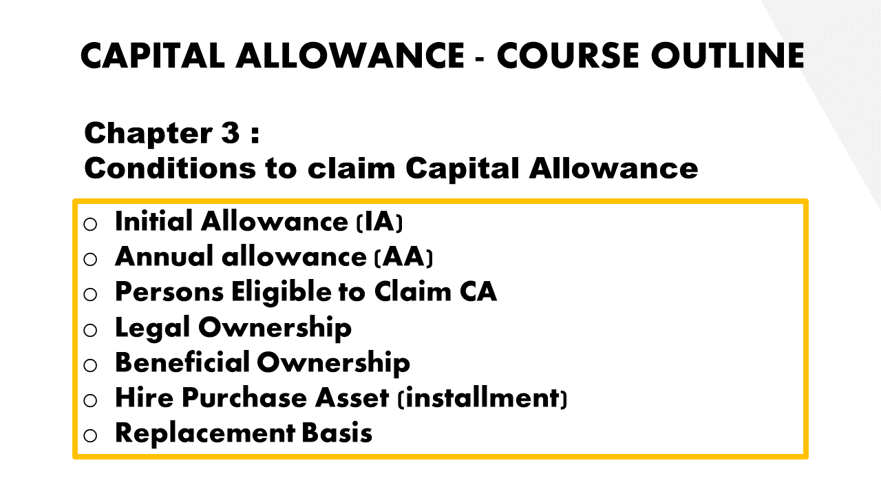 Capital Allowance (Landing Page) PBAG