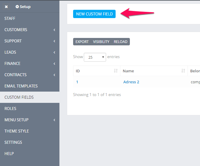 Add custom field for company Powerful Open Source CRM