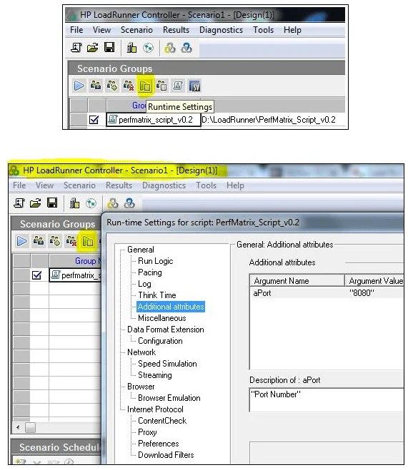 LoadRunner Runtime Settings Additional Attributes LR Argument