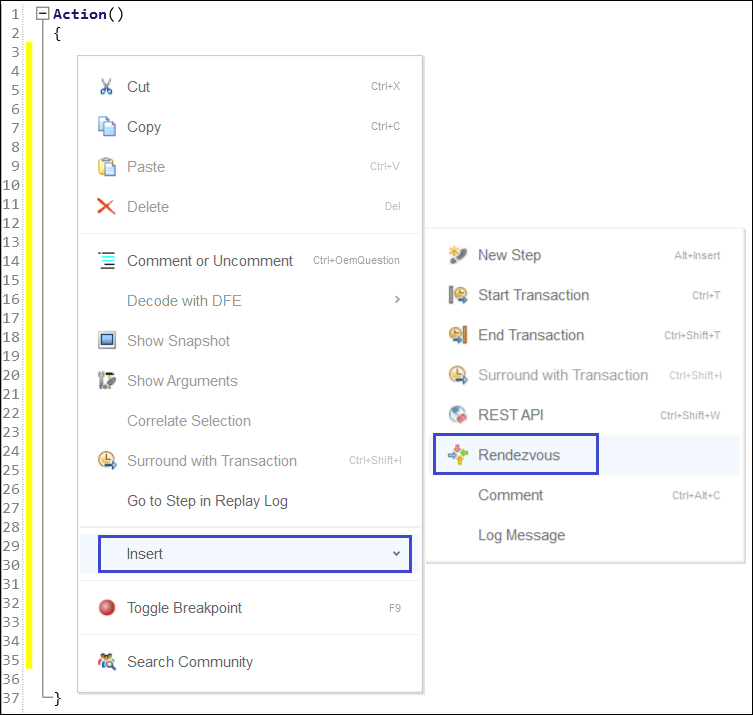 LoadRunner Rendezvous Point Purpose Example