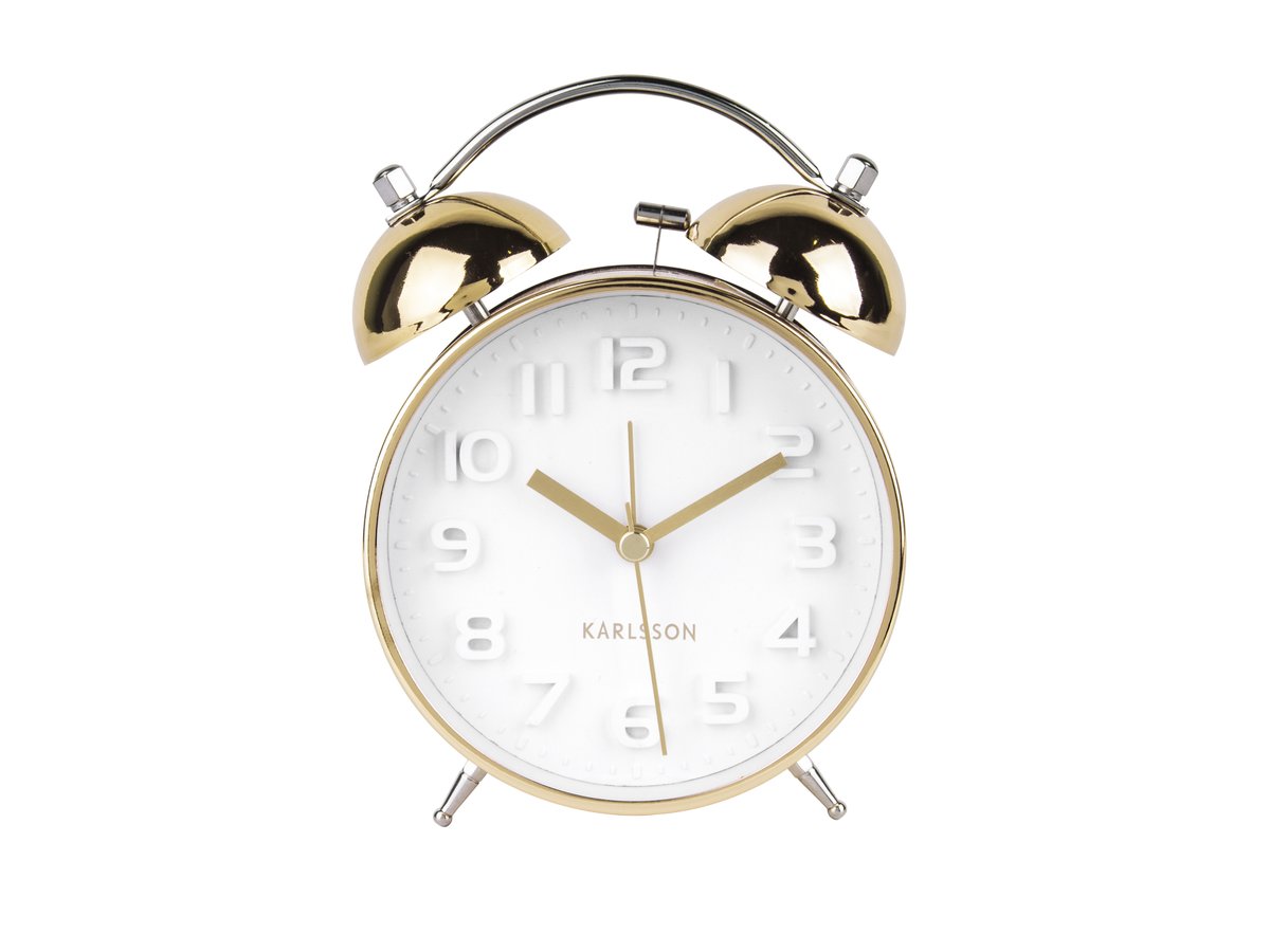 ALARM CLOCK MR. WHITE BRUSHED GOLD CASE 15X11CM Pergamos