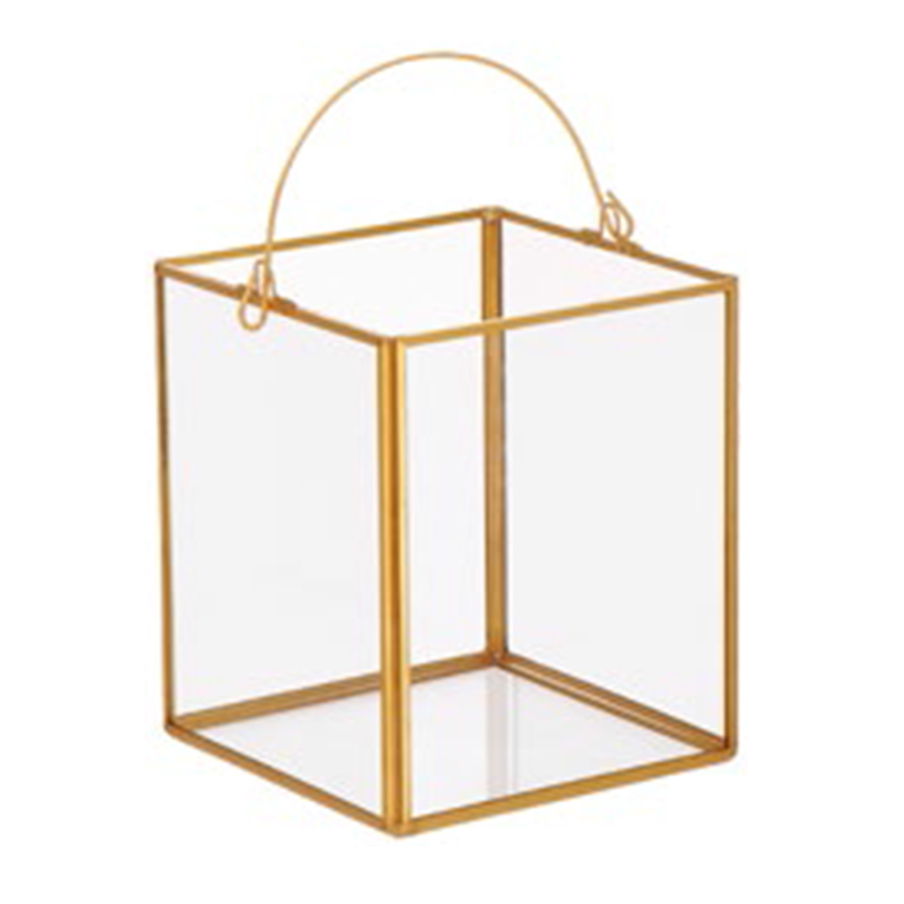 GLASS LANTERN CANDLE HOLDER CANDY 13X13X15.5CM Pergamos