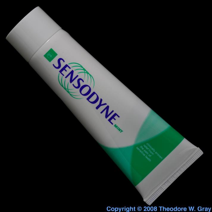 Strontium toothpaste, a sample of the element Strontium in