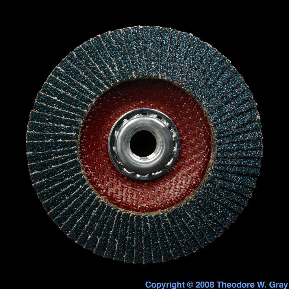 Zirconium oxide flap disk, a sample of the element Zirconium in the Periodic Table