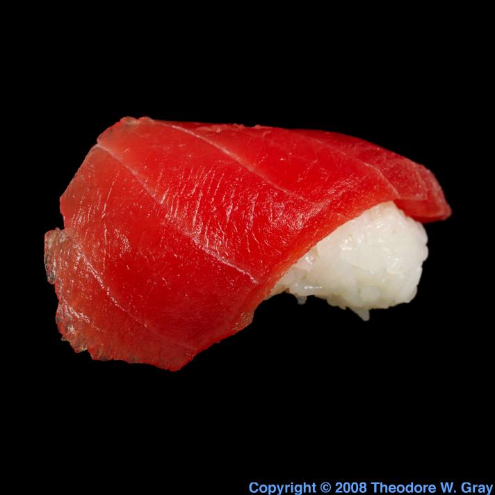 Tuna sushi, a sample of the element Mercury in the Periodic Table