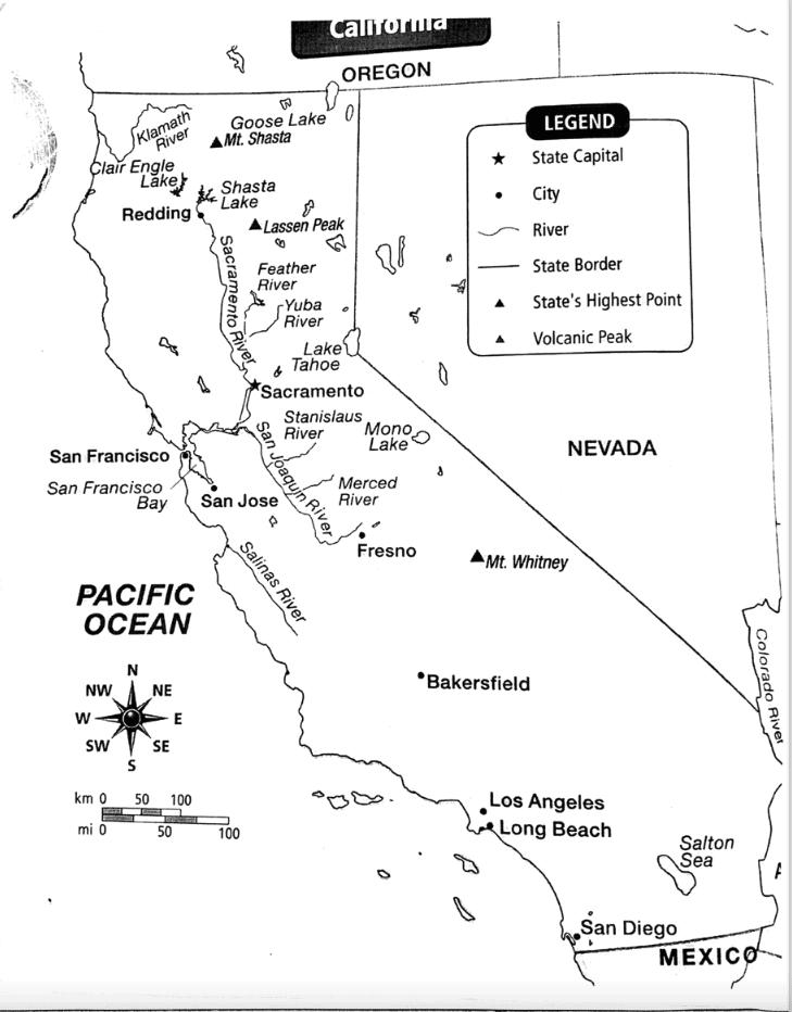 California Map With Compass Rose Gennie Clementine