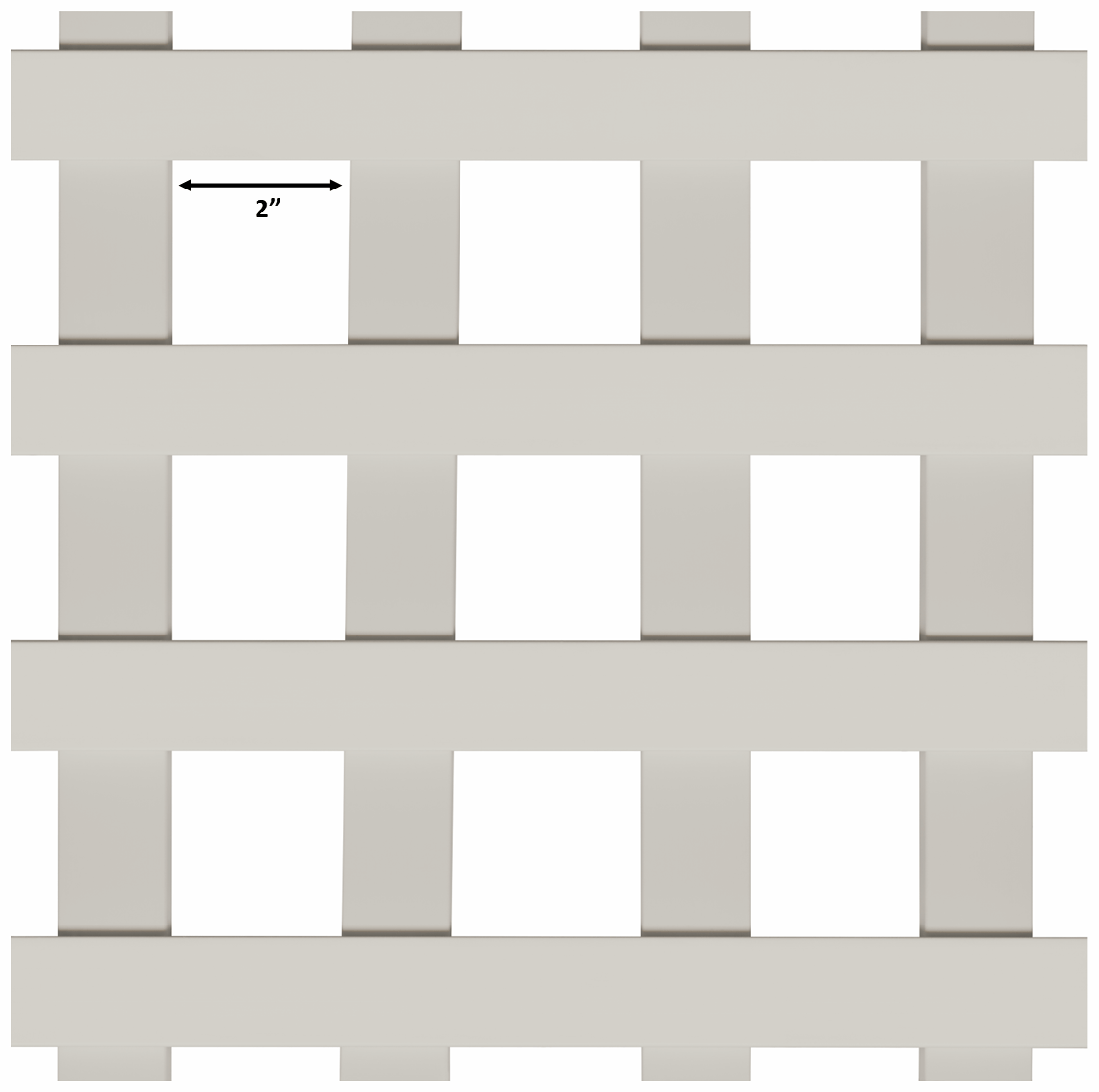 2" Square 1/2In. 3D Vinyl Lattice DuraShell® Traditional Diagonal