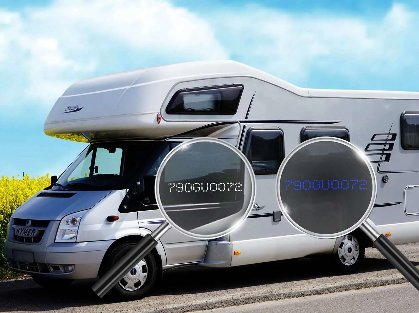 Camper raam vin nummer graveerset Permanentmark