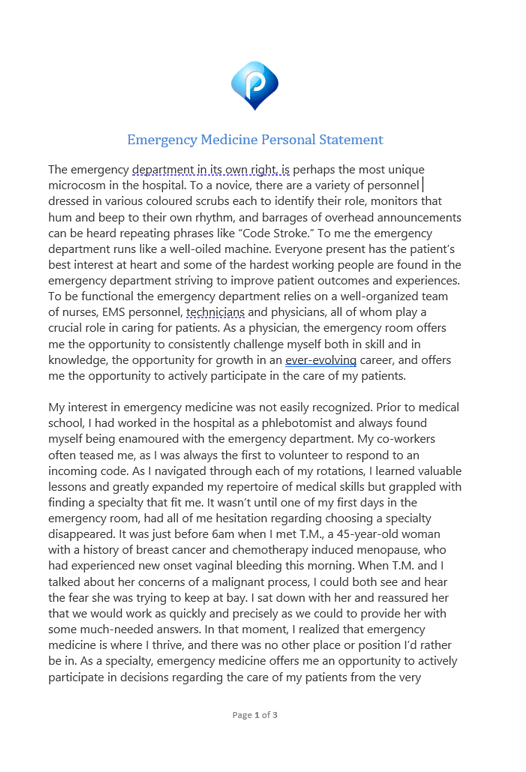 Emergency Medicine personal statement example (10)