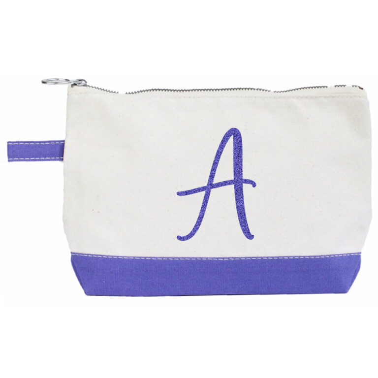 Canvas Makeup Bag with Initial Personalized Brides