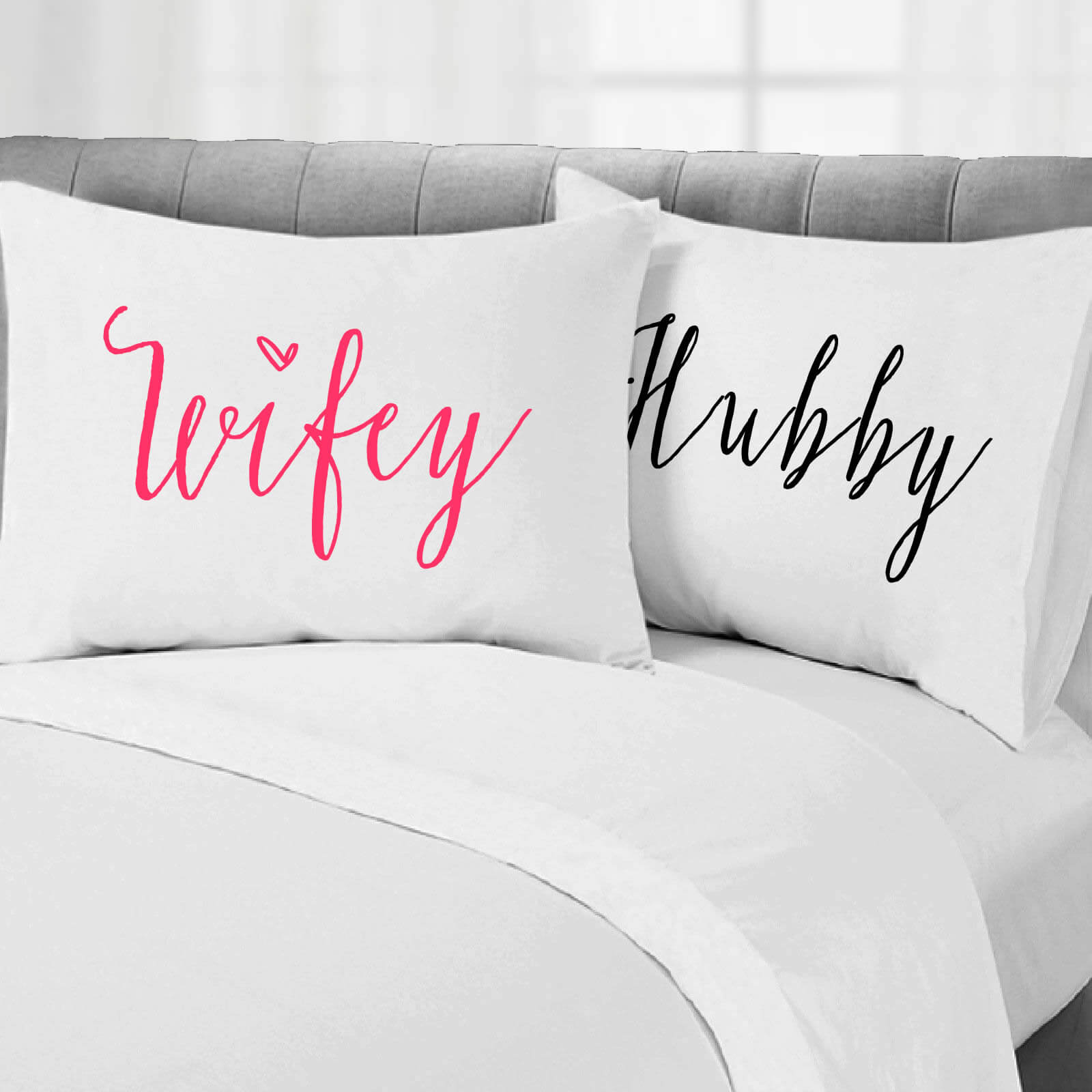 Wifey & Hubby Pillowcase Set Personalized Brides