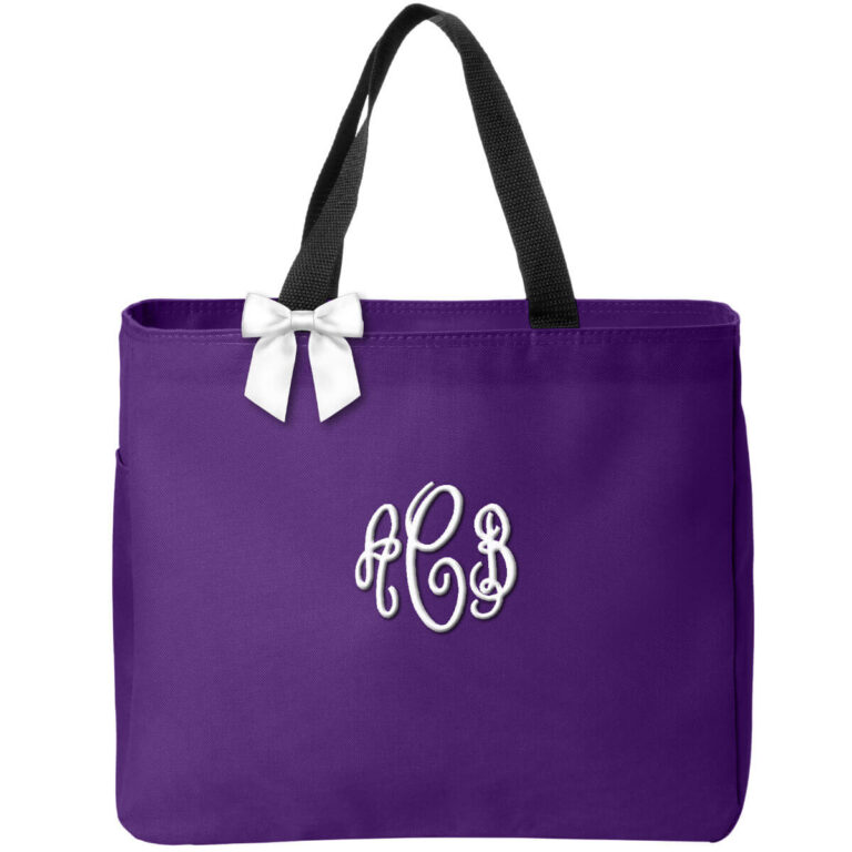 Personalized Solid Tote Bag with Monogram Personalized Brides