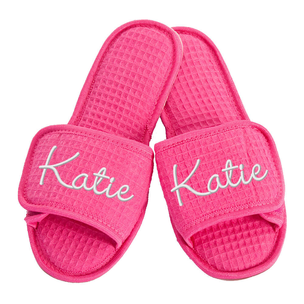 Custom Slippers with Embroidered Name Personalized Brides