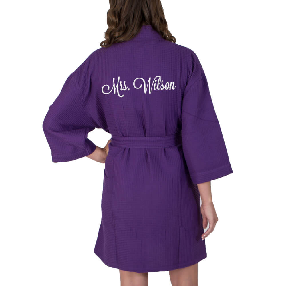 Personalized "Mrs." Waffle Bride Robe (Back) Personalized Brides
